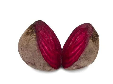Two halfs of red beetroot isolated on white background Stock Photos