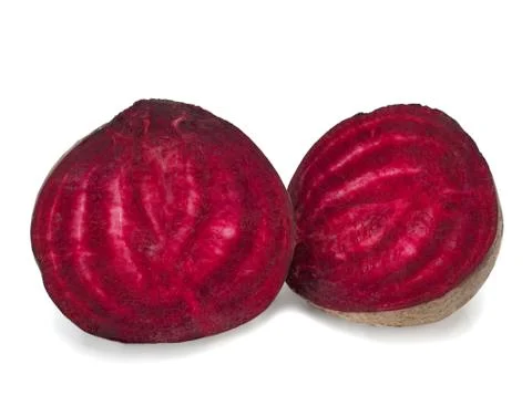 Two halfs of red beetroot isolated on white background Stock Photos