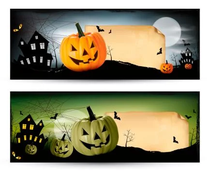 Two halloween banners vector Stock Illustration