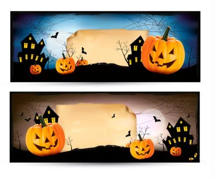 Two halloween banners vector Stock Illustration