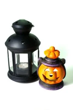 Two Halloween Lanterns Stock Photos