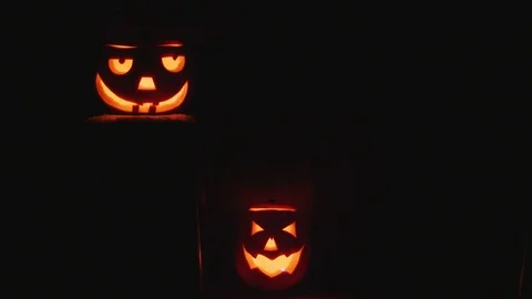 Two Halloween Pumpkin Stock Footage 97500852