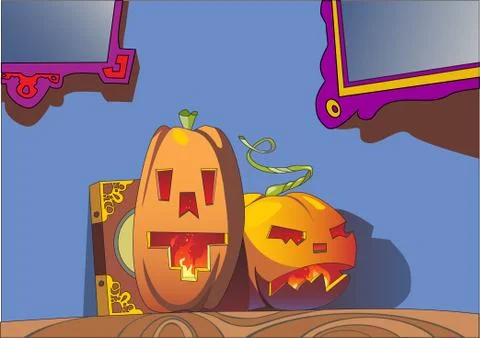 Two halloween pumpkin head 스톡 일러스트