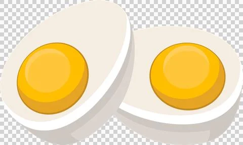 Two halved eggs featuring a light white and vibrant yellow yolk, set agains.. Stock Illustration