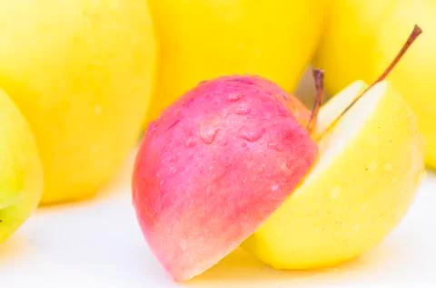 Two halves of apples Stock Photos