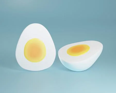 Two halves of boiled eggs isolated on a blue background Stock Illustration