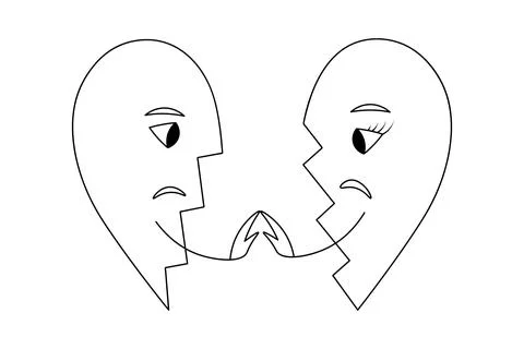 two halves broken heart sketch illustration 148417443 iconl nowm