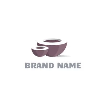 Two halves of a brown coconut with a white filling. logo for a cosmetic brand Stock Illustration