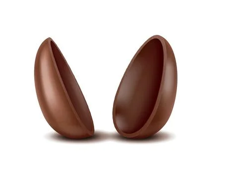 Two Halves of a Chocolate Egg on White Background Stock Illustration