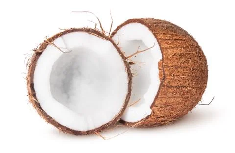 Two halves of coconut Stock Photos