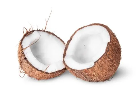 Two halves of coconut Stock Photos