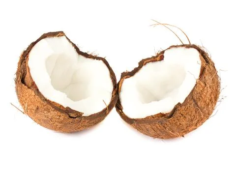 Two halves of coconut Stock Photos
