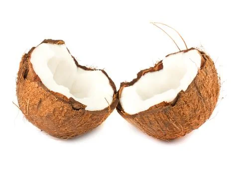 Two halves of coconut Stock Photos
