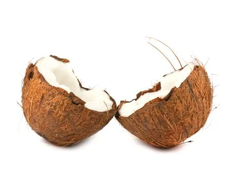Two halves of coconut Stock Photos