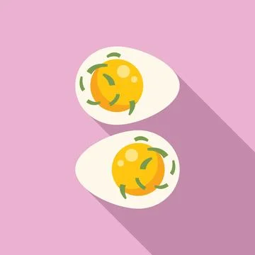 Two halves of a deviled egg garnished with chives on pink background Stock Illustration