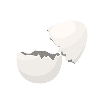 Two halves of eggshell when opening white egg, empty fragile shell Illustration
