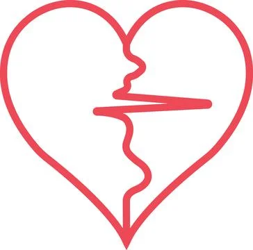 Two halves heart separated by the pulse sign Stock Illustration