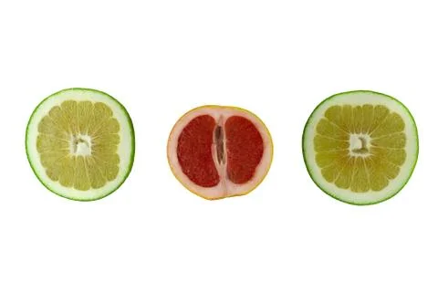 Two halves of lime and grapefruit Stock-Fotos