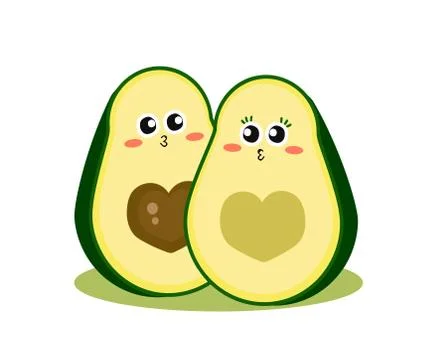 Two halves of one avocado on the background. Stock Illustration