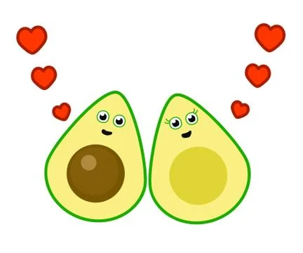 Two halves of one avocado on the background. Stock Illustration