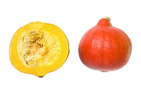 Two halves of an pumpkin. Cut out background Stock Photos