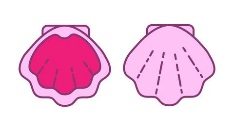 Two halves of a seashell separate. Logo, design element, patch. Vector isolat Stock Illustration
