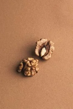 Two halves of a walnut Stock Photos