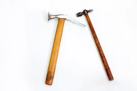Two hammers on white background Stock Photos