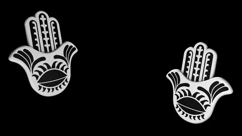 TWO HAMSA HANDS 3D ANIMATION. TRANSPARENT ALPHA CHANNEL. Stock Footage 78028887