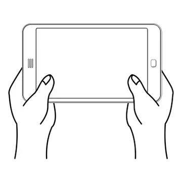 Two Hand and tablet smartphone. Man is holding mobile phone. Technological .. Stock Illustration