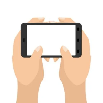 Two Hand and tablet smartphone. Man is holding mobile phone. Technological .. Stock Illustration