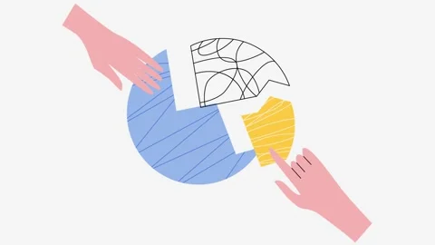 Two hand connecting circle puzzle animation Stock Footage 240091664