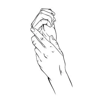 Two Hand drawn gesture sketch vector illustration line art Stock Illustration