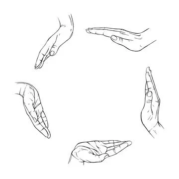 Two Hand drawn gesture sketch vector illustration line art Stock Illustration
