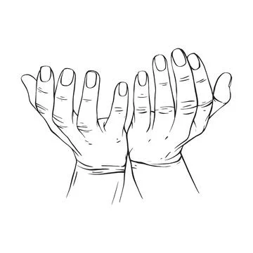 Two Hand drawn gesture sketch vector illustration line art Stock Illustration