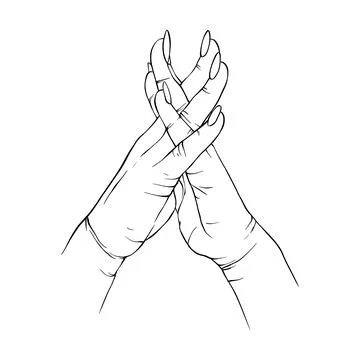 Two Hand drawn gesture sketch vector illustration line art Stock Illustration
