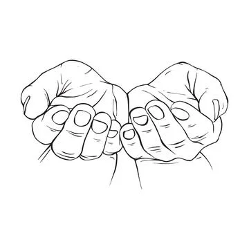 Two Hand drawn gesture sketch vector illustration line art Stock Illustration
