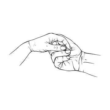 Two Hand drawn gesture sketch vector illustration line art Stock Illustration