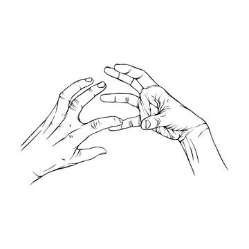 Two Hand drawn gesture sketch vector illustration line art Stock Illustration