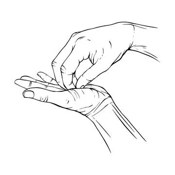 Two Hand drawn gesture sketch vector illustration line art Stock Illustration