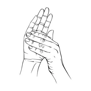 Two Hand drawn gesture sketch vector illustration line art Stock Illustration