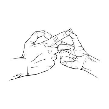 Two Hand drawn gesture sketch vector illustration line art Stock Illustration