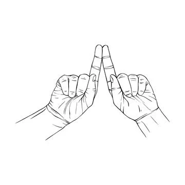 Two Hand drawn gesture sketch vector illustration line art Stock Illustration