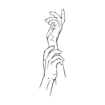Two Hand drawn gesture sketch vector illustration line art Illustrazione stock