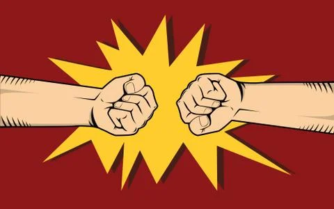 Two hand fighting or clashes illustrate fight among other two thing Stock Illustration