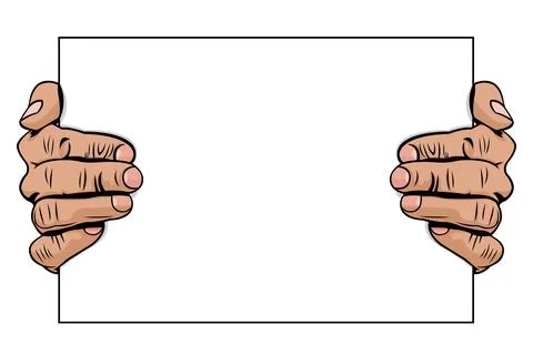 Two hand holding a paper simple illustration Stock Illustration