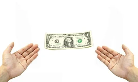Two hand invite to get a dollar bill Stock Photos