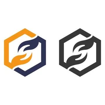 Two hand modern style shield logo design pro vector Stock-Illustration