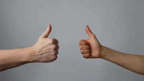 Two hand showing like gesture. Thumb up hands Stock Footage 238355196