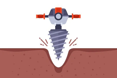 Two-handed iron drill for digging a hole in the ground. Stock Illustration